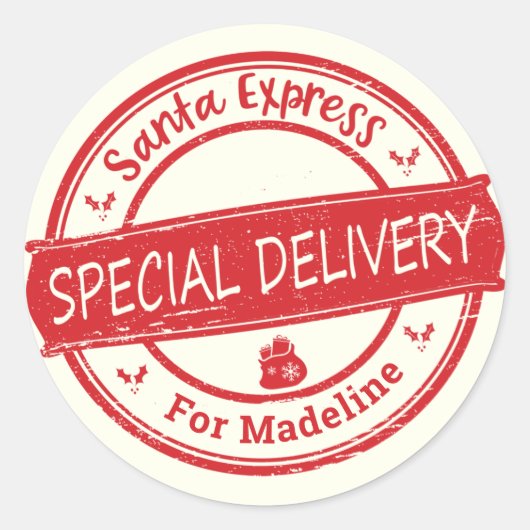 Santa Express Speciale levering Naam toevoegen Ronde Sticker (Voorkant)