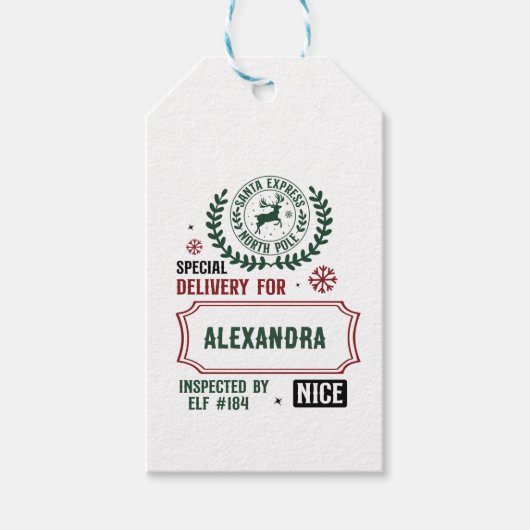 Santa Express voor levering (aangepaste naam) Cadeaulabel (Voorkant)