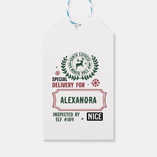 Santa Express voor levering (aangepaste naam) Cadeaulabel (Achterkant)