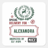 Santa Express voor levering (aangepaste naam) Vierkante Sticker (Voorkant)