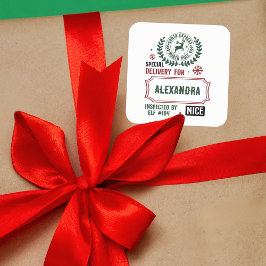 Santa Express voor levering (aangepaste naam) Vierkante Sticker