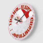 Santa Face Circle, Red Stripes-ROUND WALL CLOCK Grote Klok (Hoek)