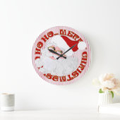 Santa Face Circle, Red Stripes-ROUND WALL CLOCK Grote Klok (Huis)
