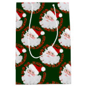 Santa Face Circles Green-Gift Bag M Medium Cadeauzakje (Voorkant)