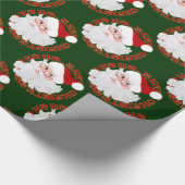 Santa Face Circles Green-Gift Wrapping Paper Cadeaupapier (Hoek)