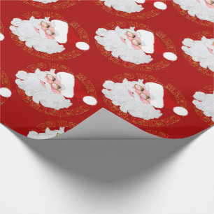 Santa Face Circles Red-Gift Wrapping Paper Cadeaupapier