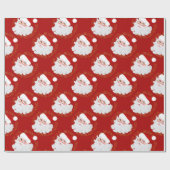 Santa Face Circles Red-Gift Wrapping Paper Cadeaupapier (Vlak)