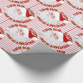 Santa Face Circles Red Stripes-Gift Wrapping Paper Cadeaupapier (Hoek)