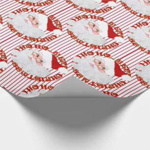 Santa Face Circles Red Stripes-Gift Wrapping Paper Cadeaupapier
