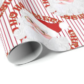Santa Face Circles Red Stripes-Gift Wrapping Paper Cadeaupapier (Rol Hoek)