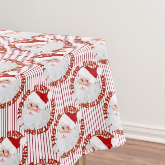 Santa Face Circles, Red Stripes-TABLECLOTH 60x104 Tafelkleed (Voorbeeld)