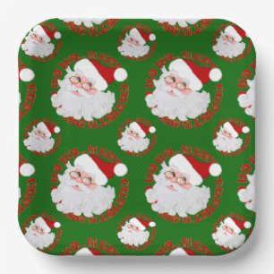 Santa Face-cirkels, Borden met groen glitterpapier Papieren Bordje