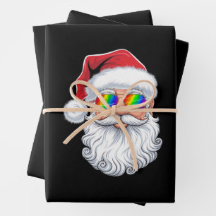 Santa Face Gay Zonnebrillen Kerst Kerstmis LGBTQ Inpakpapier Vel
