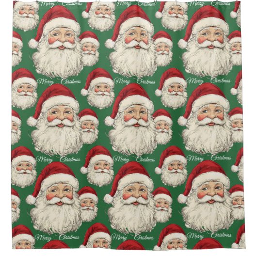  Santa Face Green Douchegordijn (Voorkant)