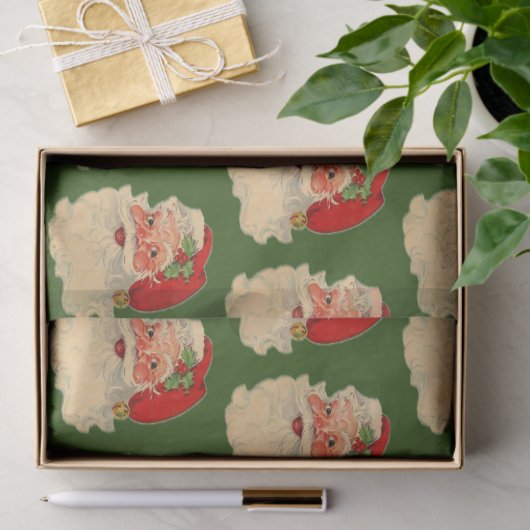 Santa Face Green Tissuepapier (Geschenk)