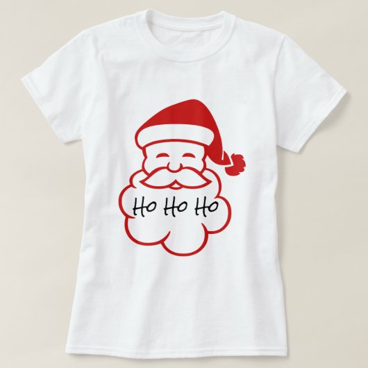 Santa Face Ho Ho Minimalist White T-shirt (Design voorkant)