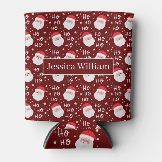 Santa Face Kerstmis Ho Ho Pattern Blikjeskoeler (Voorkant)