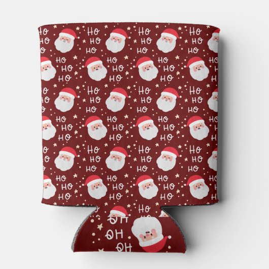 Santa Face Kerstmis Ho Ho Pattern Blikjeskoeler (Achterkant)