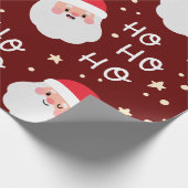 Santa Face Kerstmis Ho Ho Pattern Cadeaupapier (Hoek)