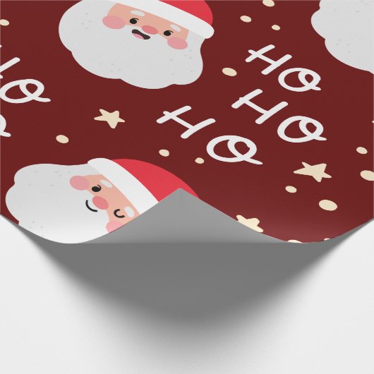 Santa Face Kerstmis Ho Ho Pattern Cadeaupapier (Hoek)