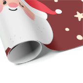 Santa Face Kerstmis Ho Ho Pattern Cadeaupapier (Rol Hoek)