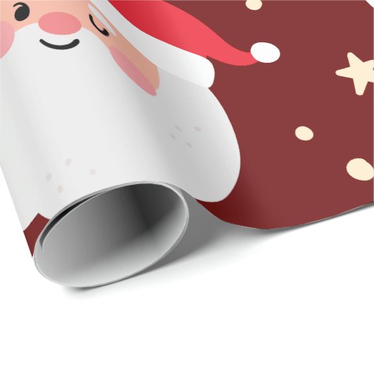 Santa Face Kerstmis Ho Ho Pattern Cadeaupapier (Rol Hoek)