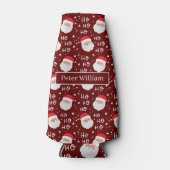 Santa Face Kerstmis Ho Ho Pattern en Merry Flesjeskoeler (Voorkant)
