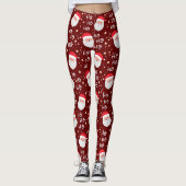 Santa Face Kerstmis Ho Ho Pattern Leggings (Voorkant)