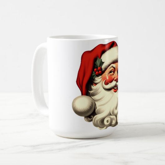  Santa Face Kerstmis Mok - Retro Santa (Voorkant links)