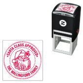 Santa Face Logo, Kerstman Goedgekeurde Familienaam Zelfinktende Stempel (In situ)