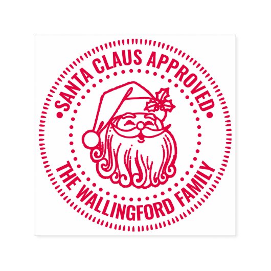 Santa Face Logo, Kerstman Goedgekeurde Familienaam Zelfinktende Stempel (Design)