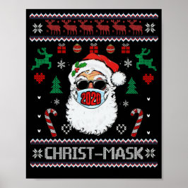 Santa Face Mask Ugly Christmas Sweater 2020 Family Poster