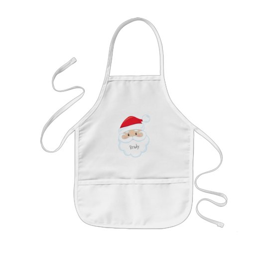 Santa Face met de naam Kitchen Helper Kinder Schort (Voorkant)