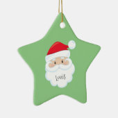 Santa Face met naam en Jaar keramisch Ornament (Rechts)