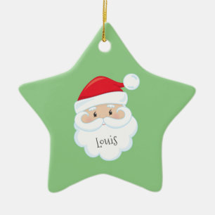 Santa Face met naam en Jaar keramisch Ornament