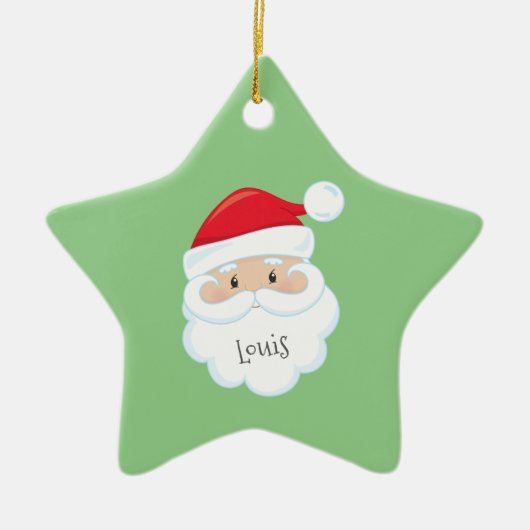 Santa Face met naam en Jaar keramisch Ornament (Voorkant)