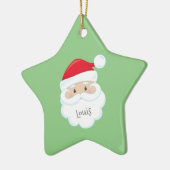 Santa Face met naam en Jaar keramisch Ornament (Links)