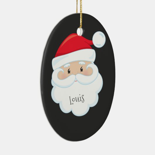 Santa Face met naam en jaar Keramisch Ornament (Rechts)