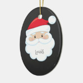 Santa Face met naam en jaar Keramisch Ornament (Links)
