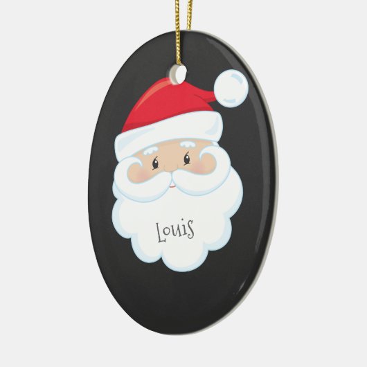Santa Face met naam en jaar Keramisch Ornament (Links)