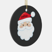 Santa Face met naam op Pet Keramisch Ornament (Rechts)
