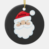 Santa Face met naam op Pet Keramisch Ornament (Voorkant)
