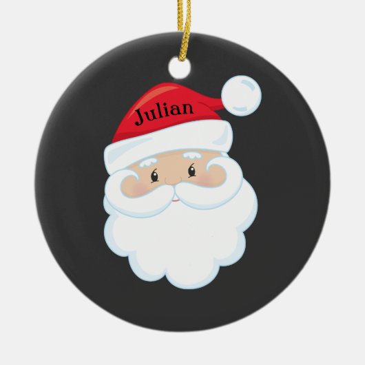 Santa Face met naam op Pet Keramisch Ornament (Voorkant)