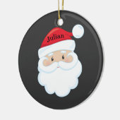 Santa Face met naam op Pet Keramisch Ornament (Links)
