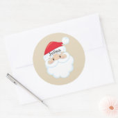 Santa Face met naam op Pet Ronde Sticker (Envelop)