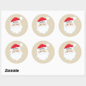 Santa Face met naam op Pet Ronde Sticker (Vel)