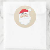 Santa Face met naam op Pet Ronde Sticker (Tas)