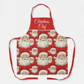  Santa Face Patroon Rood Schort (Voorkant)