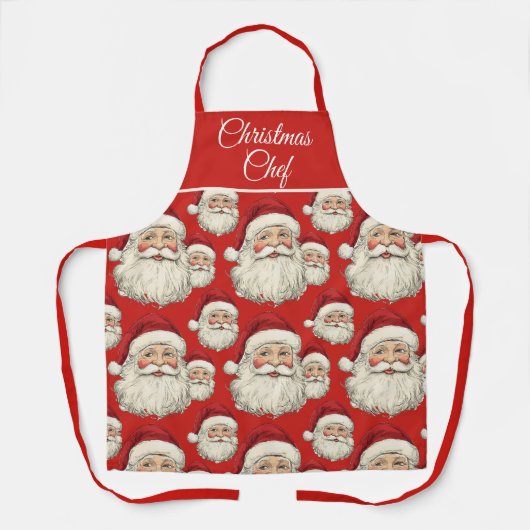  Santa Face Patroon Rood Schort (Voorkant)