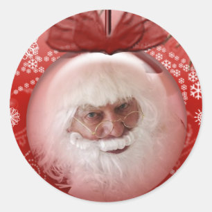 Santa Face Photo Template  Holiday Ronde Sticker